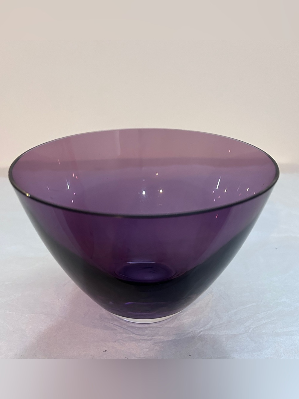 Vintage Mid Century Murano Italian Art Glass Crystal Bowl Amethyst Purple
